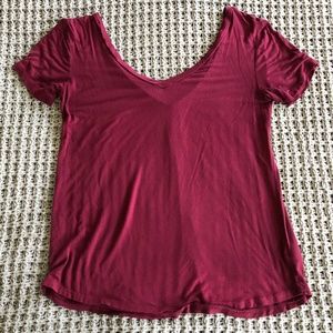 Maroon Flowy T-Shirt
